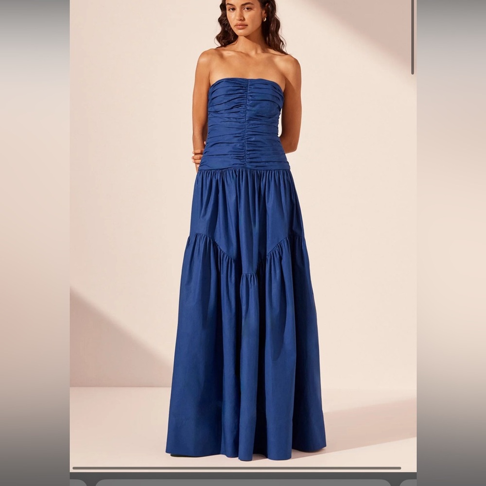 Shona Joy Maiori Contour Runched dress in azure NWT